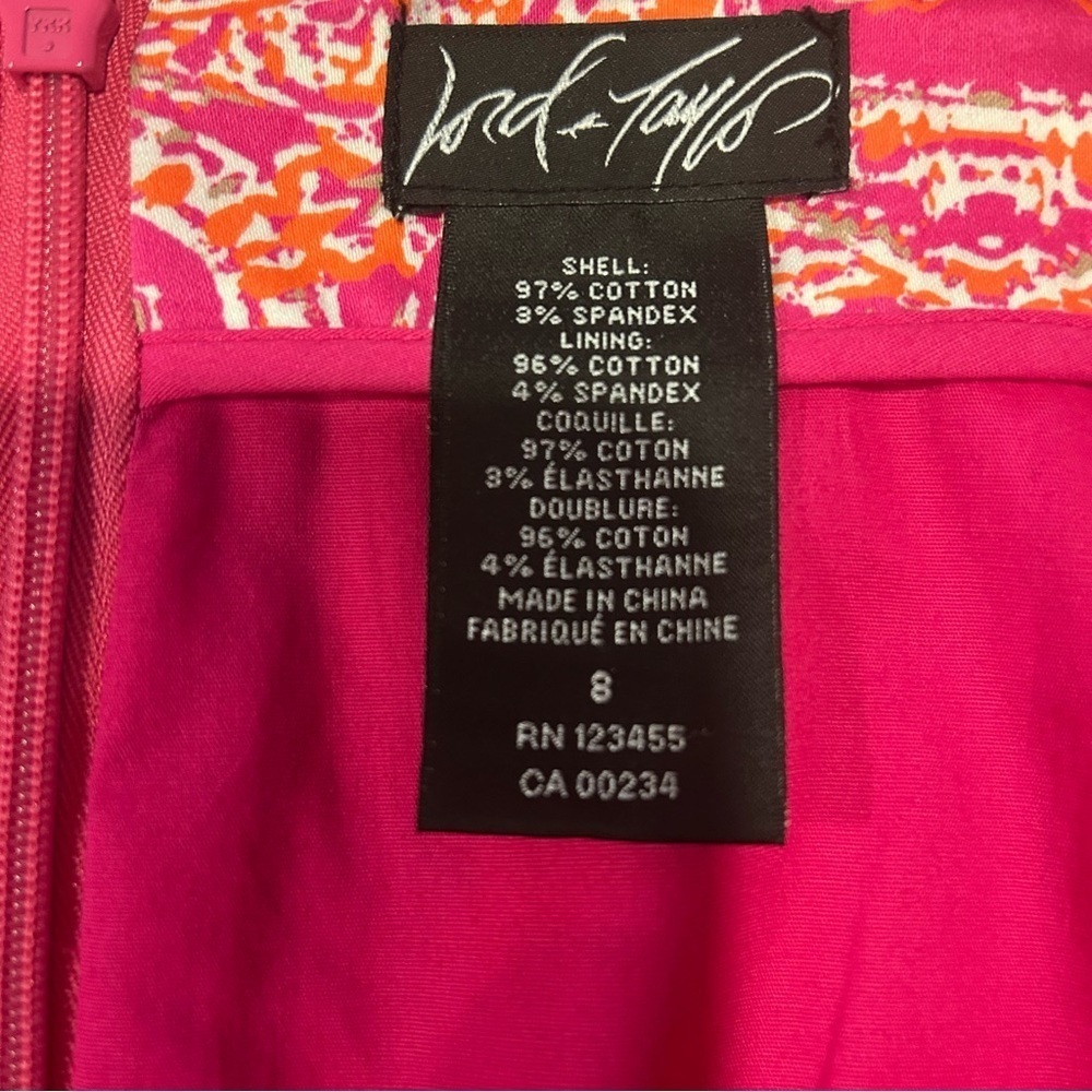 Lord & Taylor Pink Pencil Skirt Abstract Floral Lined Career Sz 8 Preppy Midi - Picture 7 of 9
